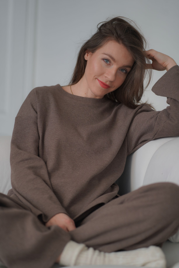 Bluza Knitted Brown – oversize z dzianiny, miękka i wygodna