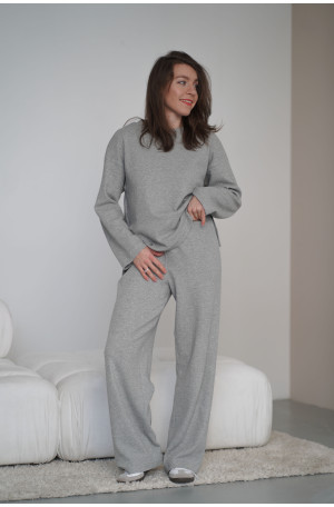 Spodnie Knitted Grey - szerokie spodnie z dzianiny na gumie z kieszeniami