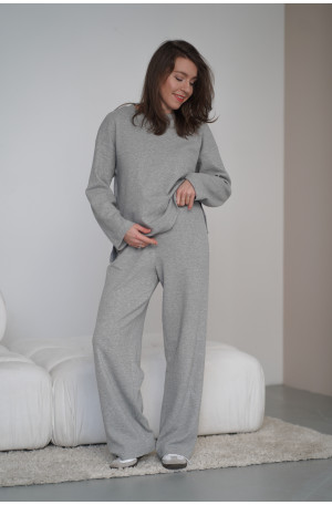 Spodnie Knitted Grey - szerokie spodnie z dzianiny na gumie z kieszeniami