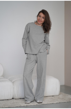 Spodnie Knitted Grey - szerokie spodnie z dzianiny na gumie z kieszeniami