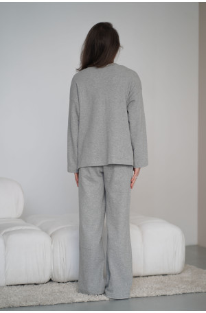 Spodnie Knitted Grey - szerokie spodnie z dzianiny na gumie z kieszeniami