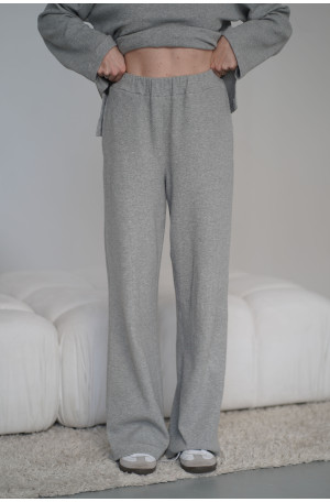 Spodnie Knitted Grey - szerokie spodnie z dzianiny na gumie z kieszeniami