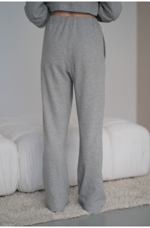 Spodnie Knitted Grey - szerokie spodnie z dzianiny na gumie z kieszeniami