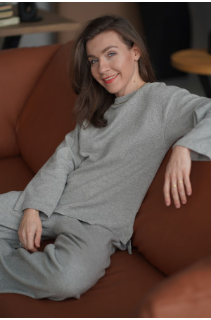 Spodnie Knitted Grey - szerokie spodnie z dzianiny na gumie z kieszeniami