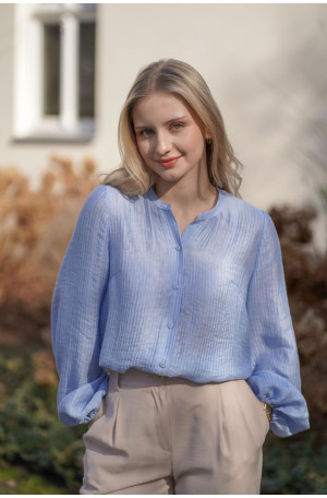 Koszula z bufiastymi rękawami - lejąca tkanina z gofrowaną fakturą