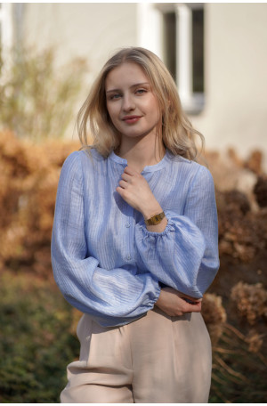 Koszula z bufiastymi rękawami - lejąca tkanina z gofrowaną fakturą