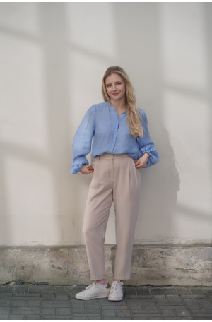 Koszula z bufiastymi rękawami - lejąca tkanina z gofrowaną fakturą