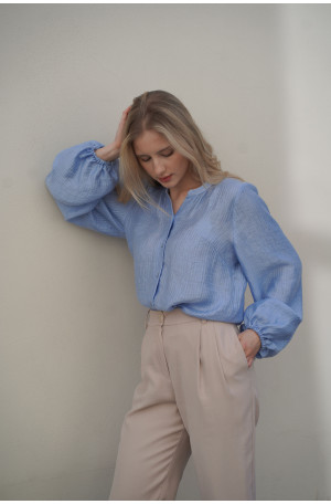 Koszula z bufiastymi rękawami - lejąca tkanina z gofrowaną fakturą