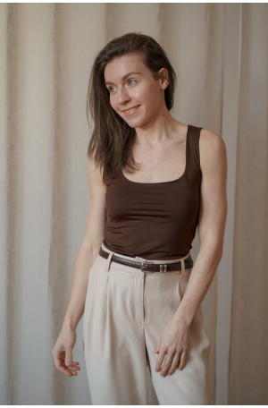 Dzianinowa topka z kwadratowym dekoltem - basic premium