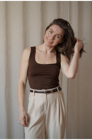 Dzianinowa topka z kwadratowym dekoltem - basic premium