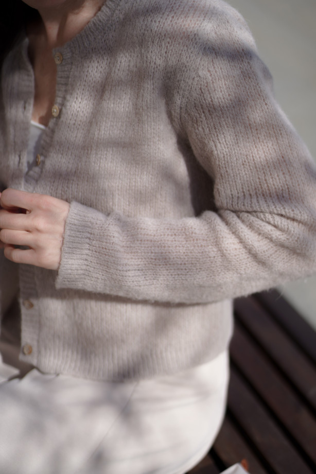 Krótki kardigan z alpaki - baby suri alpaca premium