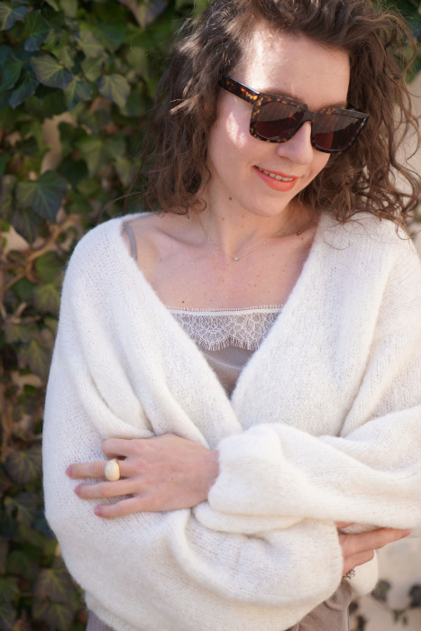 Kardigan typu chmurka wykonany z suri alpaca 2