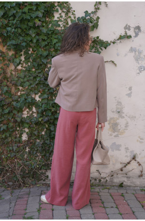 Spodnie Moris Dusty Rose - proste, z gumą w pasie i kieszeniami