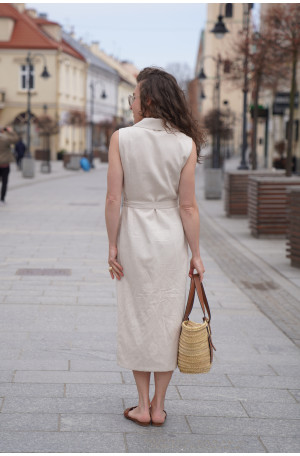 Szmizjerka w stylu marynarki - sukienka z paskiem i jodełką