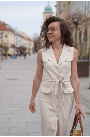 Szmizjerka w stylu marynarki - sukienka z paskiem i jodełką