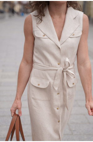 Szmizjerka w stylu marynarki - sukienka z paskiem i jodełką