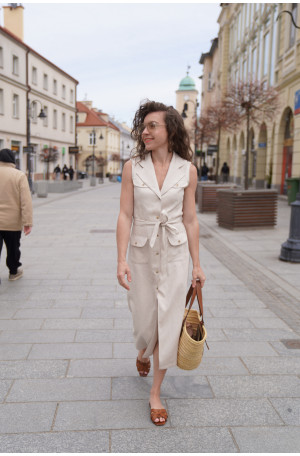 Szmizjerka w stylu marynarki - sukienka z paskiem i jodełką