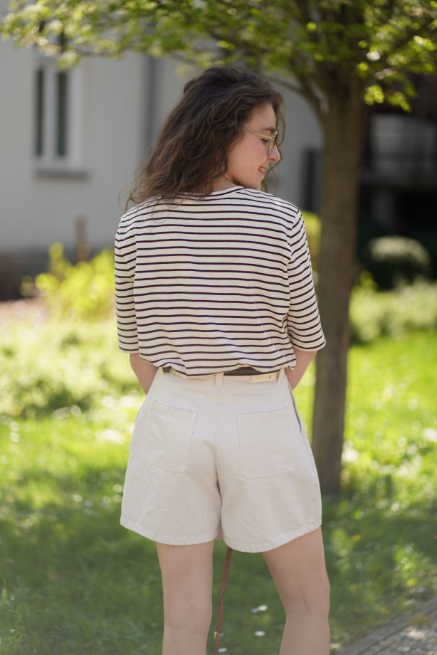 T-shirt Cocoa - pudełkowy krój, bawełna organiczna w paski