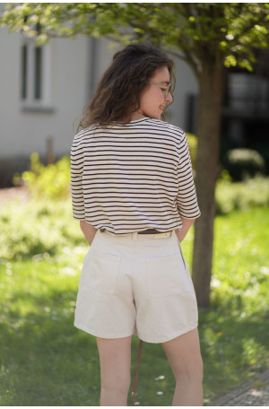 T-shirt Cocoa - pudełkowy krój, bawełna organiczna w paski