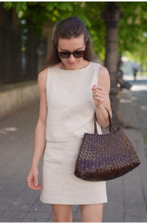 Spódnica Janet Natural - trapezowa mini z kieszeniami