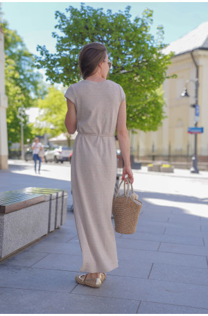 Oversize sukienka w paski - z paskiem i rozcięciem na nogę