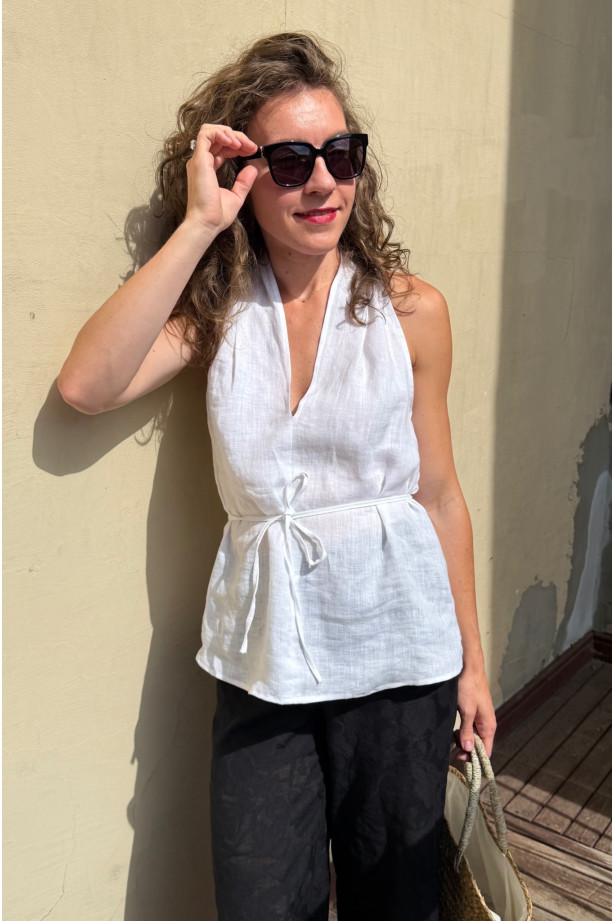 Top Livia - dekolt halter, letni top damski