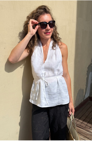 Top Livia - dekolt halter, letni top damski