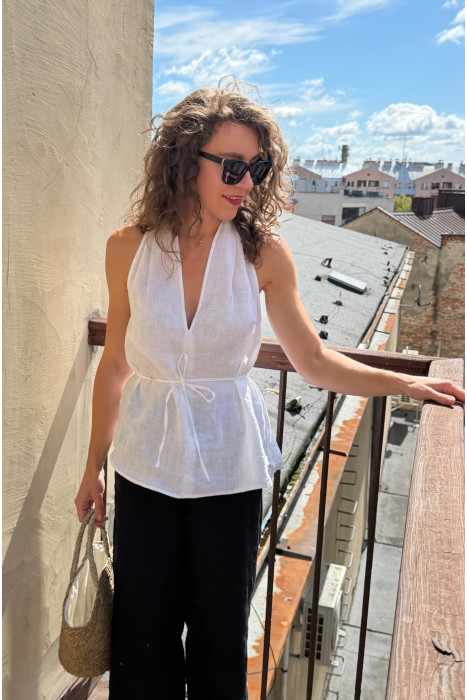 Top Livia - dekolt halter, letni top damski