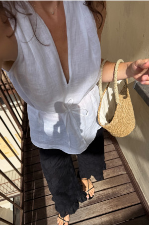 Top Livia - dekolt halter, letni top damski