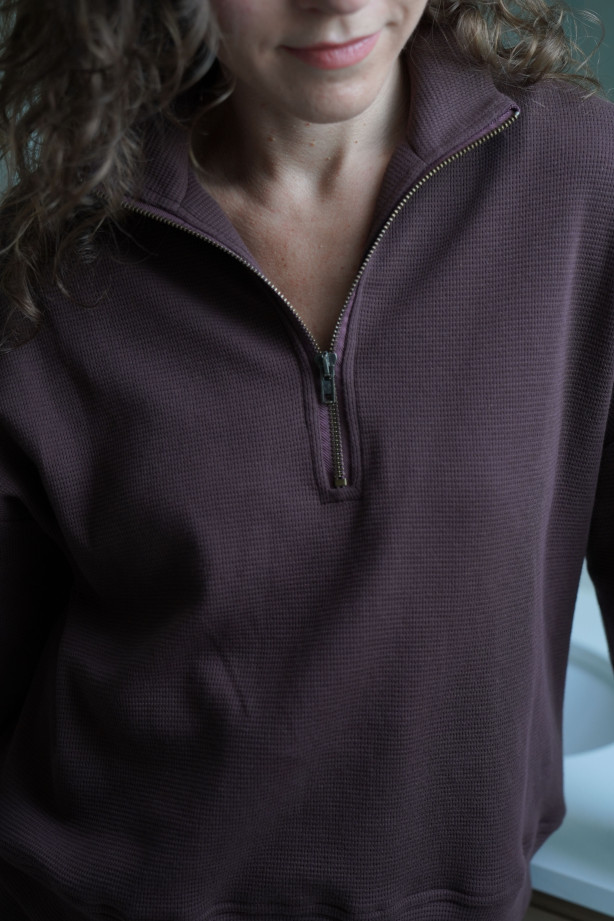 Bluza z suwakiem - bawełna wafelkowa, oversize