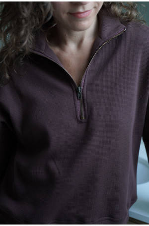 Bluza z suwakiem - bawełna wafelkowa, oversize