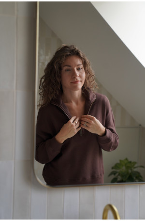 Bluza z suwakiem - bawełna wafelkowa, oversize