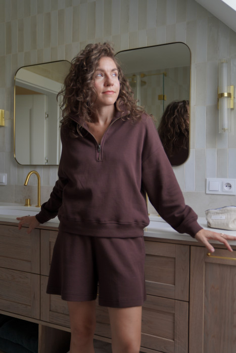 Bluza z suwakiem - bawełna wafelkowa, oversize 2