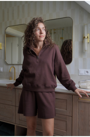 Bluza z suwakiem - bawełna wafelkowa, oversize