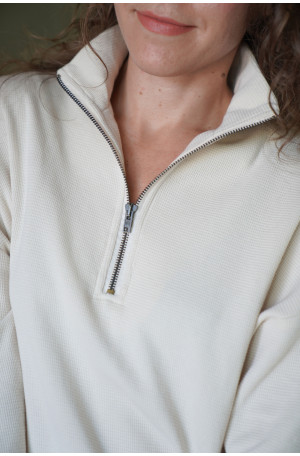 Bluza z suwakiem - bawełna wafelkowa, oversize
