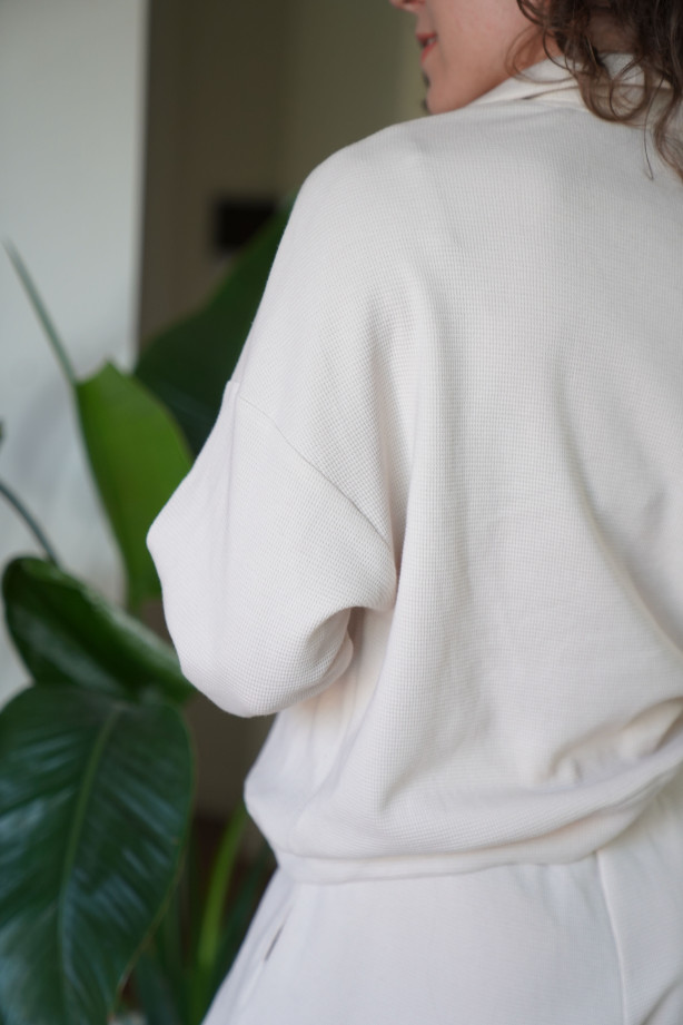 Bluza z suwakiem - bawełna wafelkowa, oversize