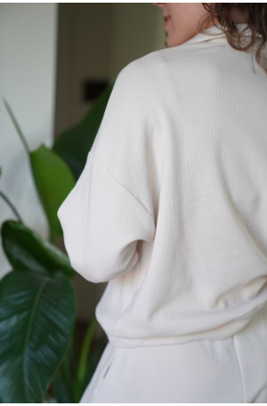 Bluza z suwakiem - bawełna wafelkowa, oversize