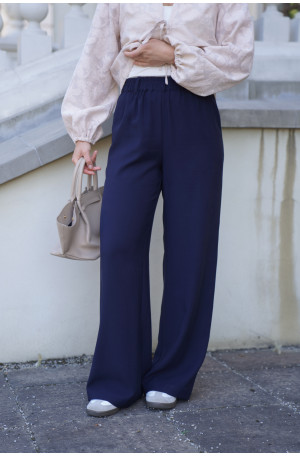 Spodnie Moris Navy - bestsellerowe spodnie z gumą w pasie | Marisol