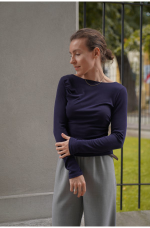Longsleeve damski z marszczeniami - elegancki basic | Marisol