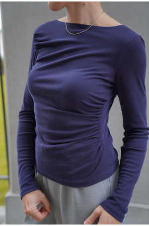 Longsleeve damski z marszczeniami - elegancki basic | Marisol