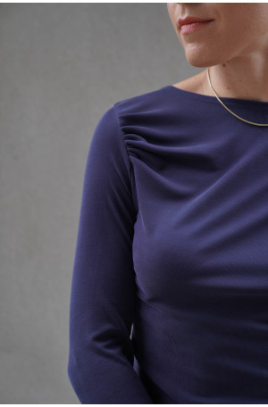 Longsleeve damski z marszczeniami - elegancki basic | Marisol