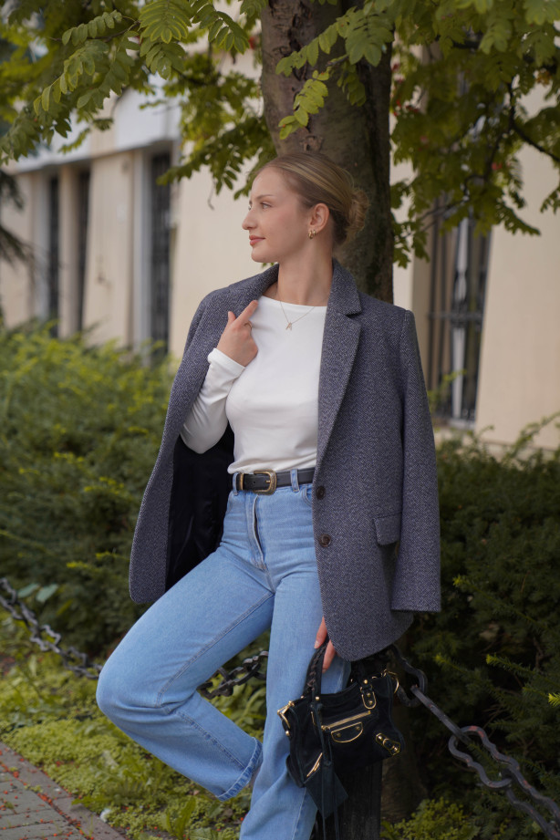 Longsleeve damski z marszczeniami - elegancki basic | Marisol