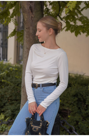 Longsleeve damski z marszczeniami - elegancki basic | Marisol