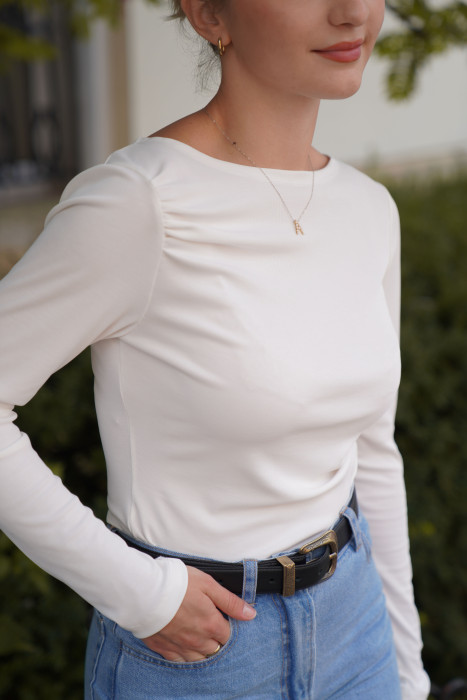 Longsleeve damski z marszczeniami - elegancki basic | Marisol 2