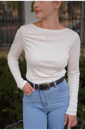 Longsleeve damski z marszczeniami - elegancki basic | Marisol