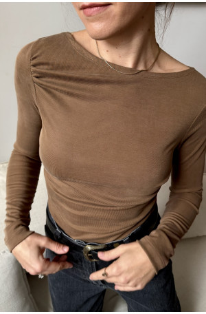 Longsleeve damski z marszczeniami - elegancki basic | Marisol