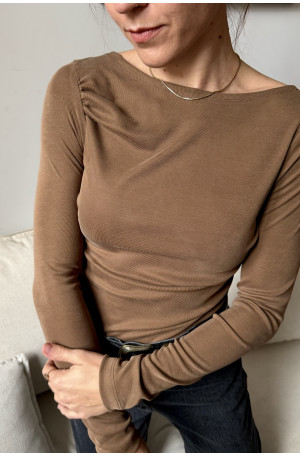 Longsleeve damski z marszczeniami - elegancki basic | Marisol